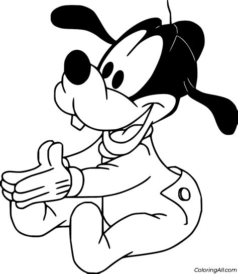 Baby Goofy Sits Down Coloring Page Coloringall