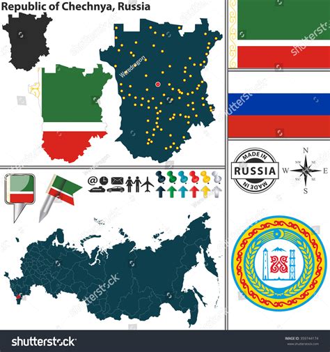 Vector map of state Chechnya of Ingushetia with - Royalty Free Stock ...