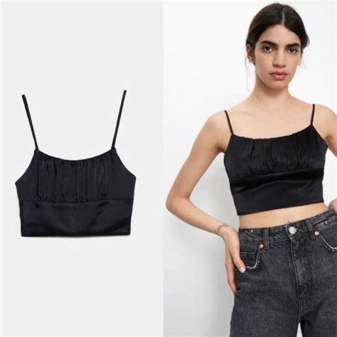 Zara Tops Zara Satin Effect Bustier Crop Top S Poshmark