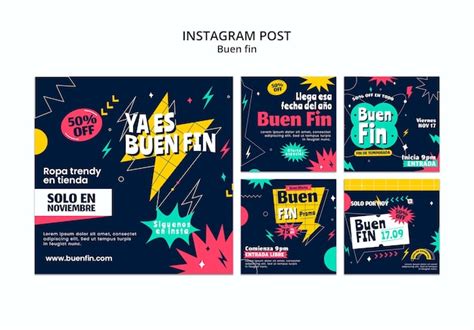 Postagens do instagram de design plano buen fin PSD Grátis