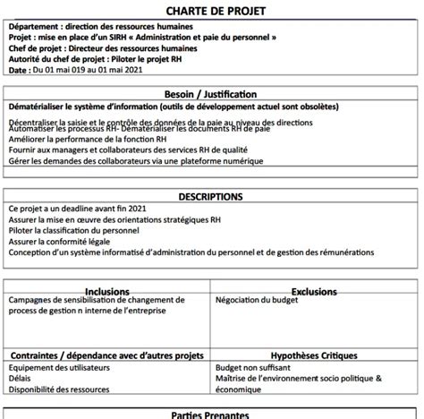 Charte De Projet Exemple Comment La Rédiger Efficacement QE