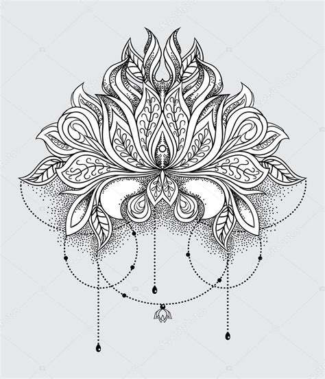 Beautiful Hand Drawn Ornamental Lotus Flower Ethnic Patterned Mandala — Stock Vector © Jka