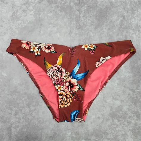 No Boundaries Swim No Boundaries Brown Blue Floral Tie Medium Bikini Bottom Swimwear Poshmark