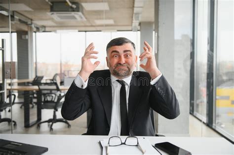 Angry Boss Behind Of Office Table Stock Photo Image Of Dismissal