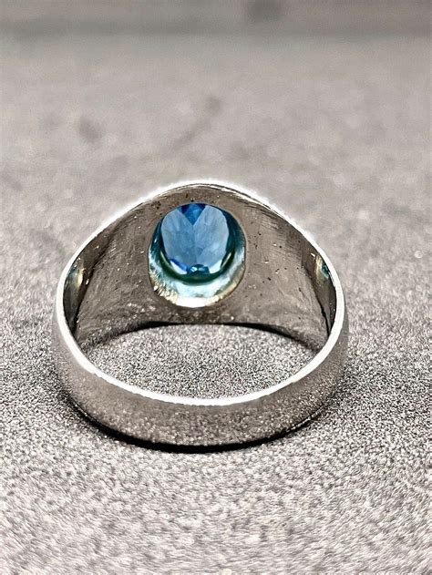 Natural Blue Topaz Mens Ring In Solid 925 Sterling Etsy