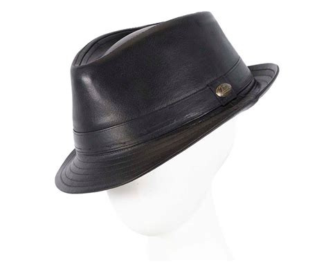 Black Kangaroo Leather Trilby Short Brim Fedora Hat Online In Australia