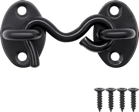 Cjueiom 2pcs Shed Door Hook And Eye Latch Black Latch Hook 75mm 3