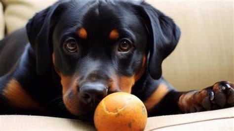 Un Perro Con Una Pelota En La Boca Foto Premium