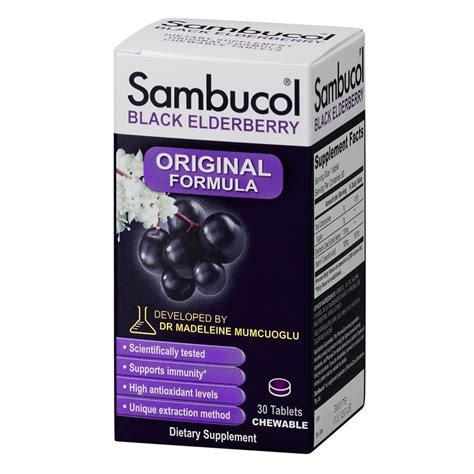 Black Elderberry Immune System Support (30 Chewable Tablets) | Sambucol ...