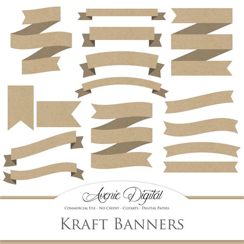 Kraft Paper Ribbon Banners Illustrations Creative Market