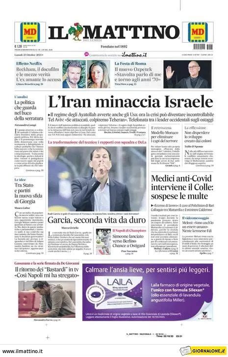 Prima Pagina Il Mattino Garcia Seconda Vita Da Duro La