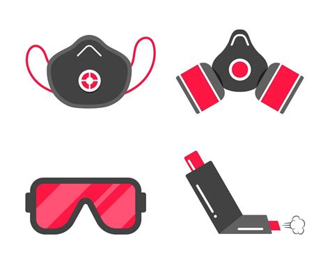 Smog Safety First Flat Style Design Icon Signs Set Gas Mask