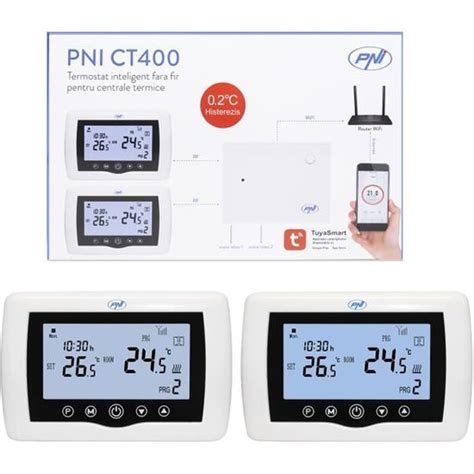 Thermostat intelligent PNI CT400 sans fil avec WiFi contrôle 2 zones