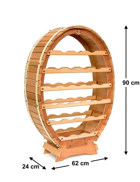 Weinregal Holz Stehend Weinfass Flaschen Natur Lackiert Wandregal