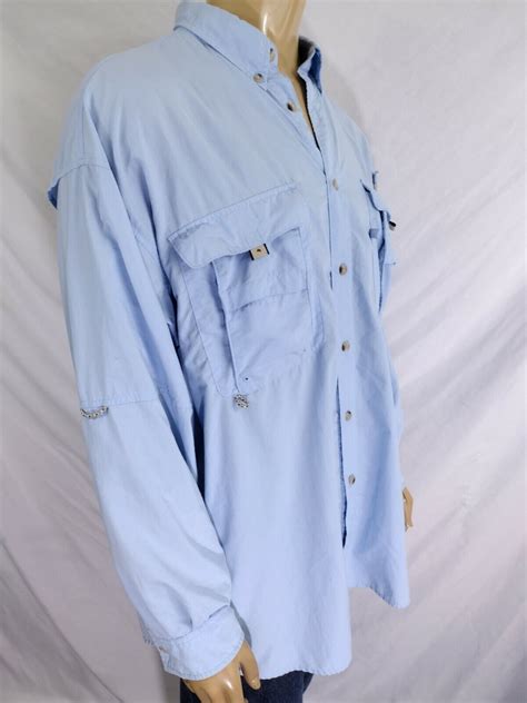 COLUMBIA SPORTSWEAR FISHING SHIRT Omni Wick Light Blue Solid Mens XXL