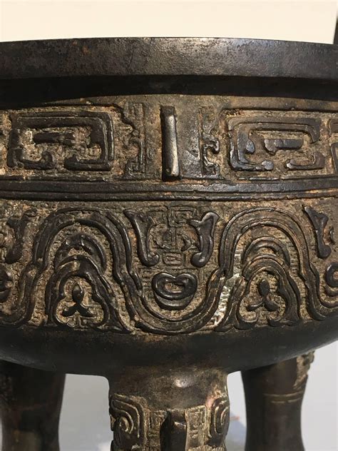 Chinese Archaisit Cast Bronze Ding Tripod Censer Early Th Century