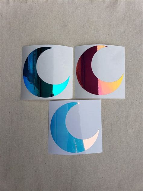 Holographic Crescent Moon Vinyl Decals Yeti Car Laptop Etsy Moon