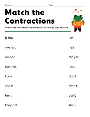 Match The Contractions Interactive Worksheet Education