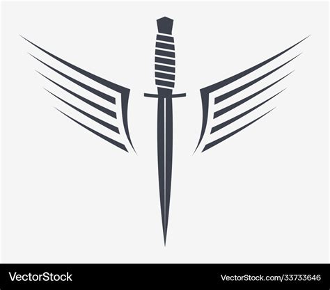 Dagger With Wings Winget Military Combat Knife Vector Image