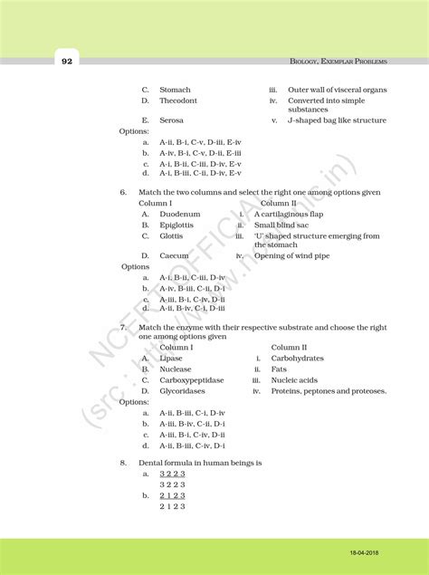 NCERT Exemplar Solution For Class 11 Biology Chapter 16 PDF