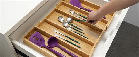 Utoplike Bamboo Expandable Kitchen Drawer Organizer Adjustable Utensil