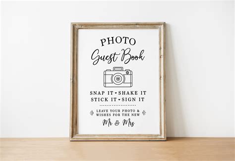 Printable Photo Guestbook Snap Shake Sign Stick It Guest Etsy