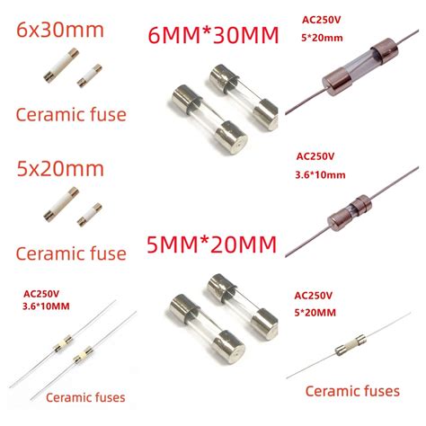 10 unids lote de fusibles de tubo de vidrio de soplado rápido 3 6x10mm