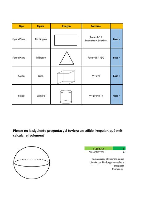 Formulas Para Cálculo De áreas Y Volúmenes De Figuras Geométricas Tesis De Derecho Docsity