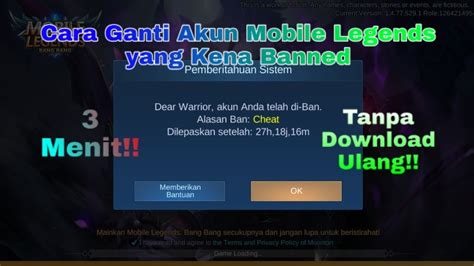 Cara Ganti Akun Mobile Legends Yang Kena Banned Tanpa Aplikasi