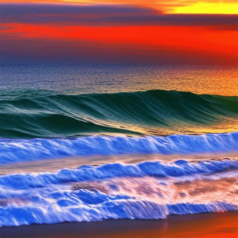 Tropical Ocean Sunset Waves Beach Landscape HD Wallpaper Creative Fabrica