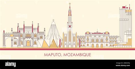 Panorama Del Horizonte De Dibujos Animados De La Ciudad De Maputo