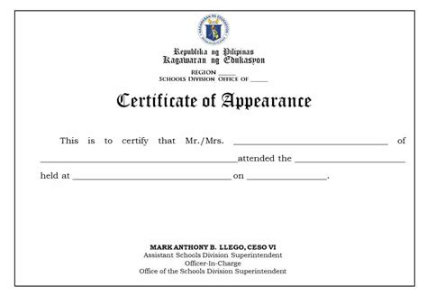 Deped Cert Of Recognition Template Editable Certificate Of Images