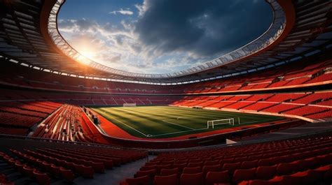 Premium Photo High Angle Establishing Shot Stadium With Soccer