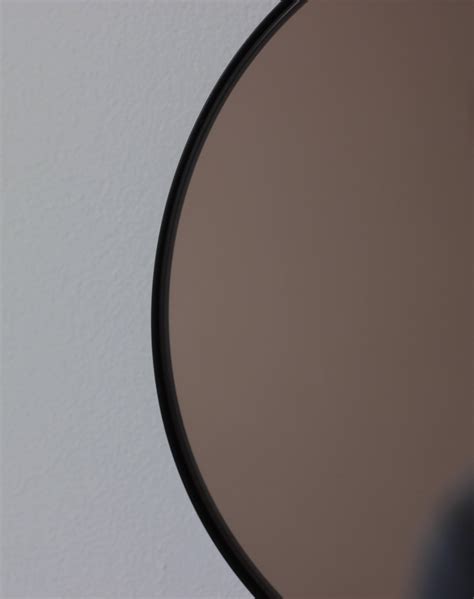 Orbis Bronze Tinted Bespoke Contemporary Round Mirror With Black Frame