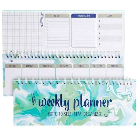 Undated Weekly Planner Goals Shopping To Do List Horizontal Desk