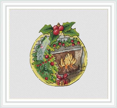 Christmas Tree Cross Stitch Pattern Fireplace Pdf Pattern Etsy