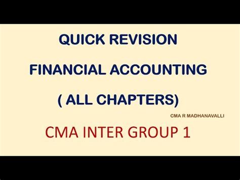 Quick Revision Financial Accounting All Chapters Cma Inter Youtube