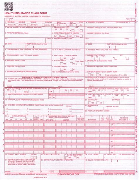 Blank Fillable Cms Form Printable Forms Free Online