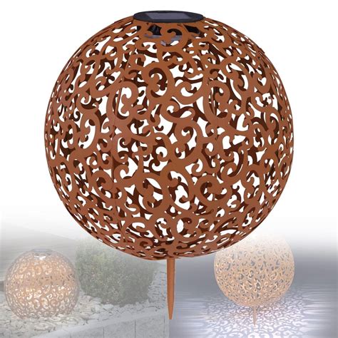 Lampe Solaire Pour Ext Rieur De Jardin Boule Aspect Rouille