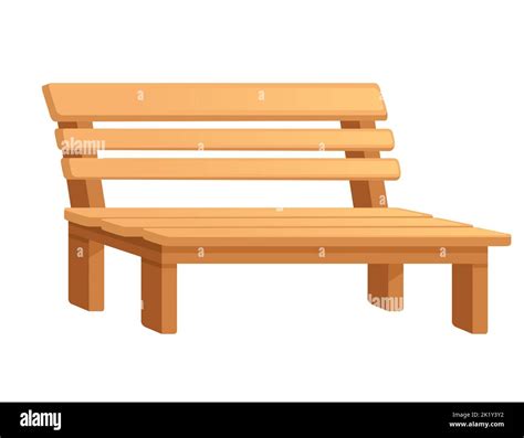 Wooden Bench With Legs Outdoor Park Furniture Vector Illustration