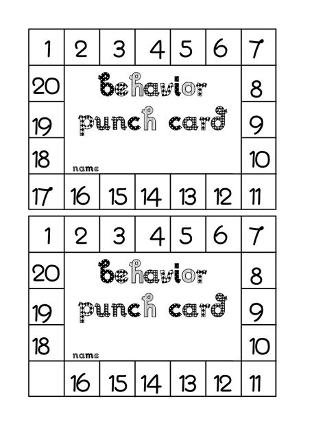 Printable Punch Cards For Behavior