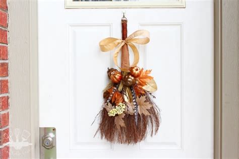 Rustic Fall Cinnamon Broom Wreath Thrift Store Upcycle Domestically Creative