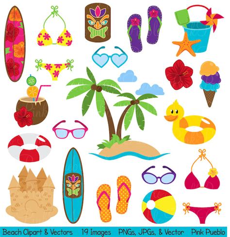 Beach Clipart Clip Art Summer Vacation Travel Clipart Clip - Etsy