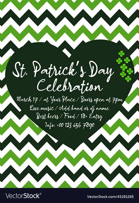 Saint Patricks Day Party Poster Flyer Design Vector Image