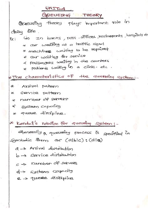 Unit Queueing Theory Full Materials Unit Queueing Theory Weueing