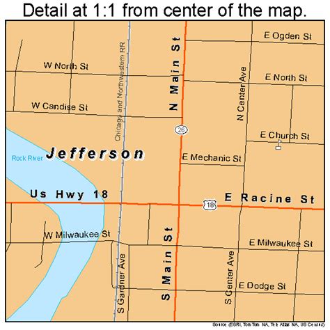 Jefferson Wisconsin Street Map 5537900