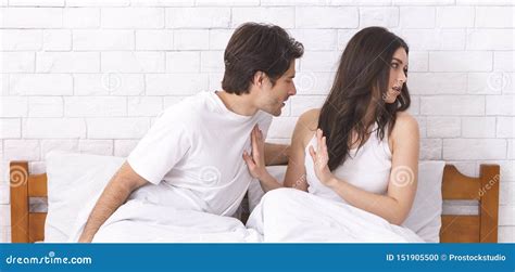 Annoyed Woman In Bed Refusing To Have Sex With Her Husband Stock Photo Image Of Married Male