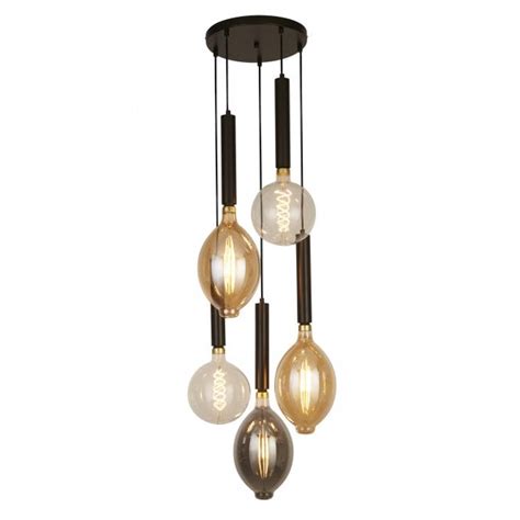 Searchlight Lighting Dulwich 5 Light Multi Drop Ceiling Pendant Black