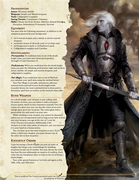 [5e] The Death Knight V5 5 Come Back To Life As A Mighty Warrior With A Rune Inscribed Weapon