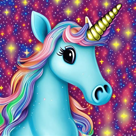 Highly Detailed Beautiful Colorful Cartoon Happy Baby Unicorn